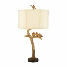 Gold Leaf Birds On Branch Table Lamp  Lovebirds Perched On Limb French Farmhouse - £135.63 GBP