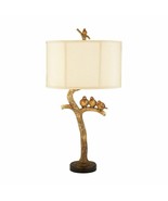 Gold Leaf Birds On Branch Table Lamp  Lovebirds Perched On Limb French F... - $181.35