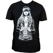 Black Market Art Biker Girl Tee Custom Tattoo Style Art Motorcycle T-shi... - $25.95