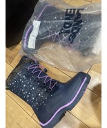 Lands End Youth Girls Size 7 Snowflake Ins Snow Boots W/ Purple Trim/ Laces - $51.47 CAD