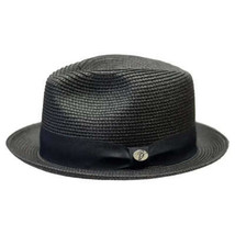 Men's Bently Semi Crushable Fedora Pinch Front Briad Hat Leonardo LE231 Black image 3