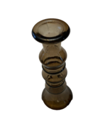 Brown Glass Bud Vase Candlestick-Shape 60s-70s Retro MidCentury Vintage - £16.98 GBP