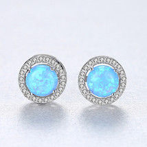Opal Earrings S925 Silver Stud Earrings Opal Earrings Micro Inlaid Zircon  - £23.12 GBP