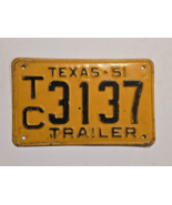 TEXAS 1951-TRAILER-LICENSE PLATE #TC 3137-Vintage-VGC-Man Cave-Decor-Lounge - $53.92