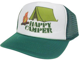 Happy Camper Trucker Hat mesh hat snapback hat green New - £11.87 GBP