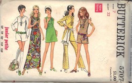 Butterick Pattern 5707 Size 7JP Jr Petite Mini Or Maxi Dress, Pantdress, Pants - $3.00