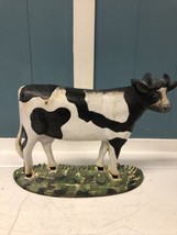 Vtg Department 56 Cast Iron Dairy Cow Painted Door Stop 10”x7” Stopper Farmhouse - £19.45 GBP