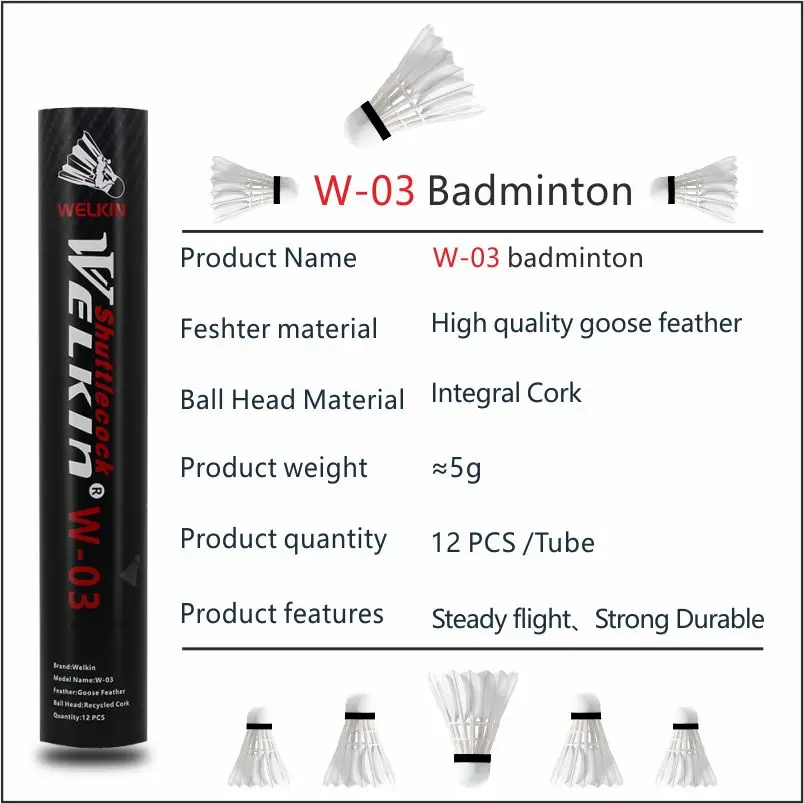 Sporting W03 Professional level Goose Feather Shuttles Badminton For Outdoor Spo - £43.16 GBP