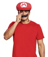 Men&#39;s New Mario Hat And Mustache Necklace Costume Kit, Red, One Size - $62.15