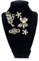 Vintage Brooch Lot Rhinestone Flower Bar Pins Silver Tone Clear Crystal ... - €33,47 EUR
