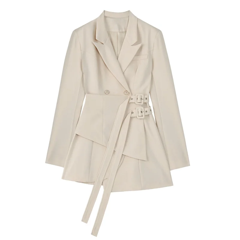 Getspring Women Blazer Dress long slim Patchwork Asymmetry Vintage Women Coat Ja - £166.64 GBP