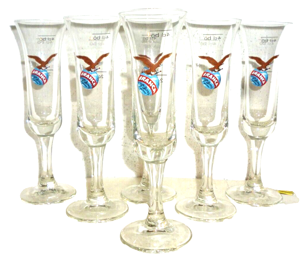 6 Fernet Branca Vintage Stemmed Iconic 4cl Shot Glasses - $59.95