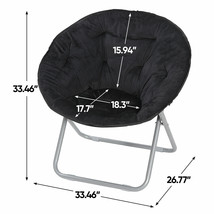 Faux Fur Moon Chair Folding For Kids Teens Saucer Chair Black Room Home Chair - £58.83 GBP