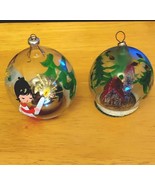 2 ANTIQUE Glass Figural  CHRISTMAS ORNAMENT Vintage Diorama 2 pc Angels ... - $1,297.11 MXN