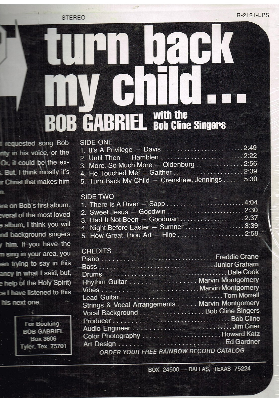 Turn Back My Child- Christian Music - Vinyl LP Record - $6.93