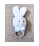 Plush White Rabbit Head Teething Ring Teether Rattle Stuffed Animal Baby... - £5.55 GBP