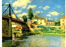 The Bridge at Villeneuve-ls-Garenne, France, - Color Postcard - $2.20