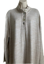 Soft Surroundings Women’s 3X Long Sleeve Pullover Mock Large Button Beige Shirt - £15.05 GBP