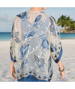 Chico&#39;s Blue Silk Blend Burnout Butterfly Kimono Size S/M Cruisewear - £25.80 GBP
