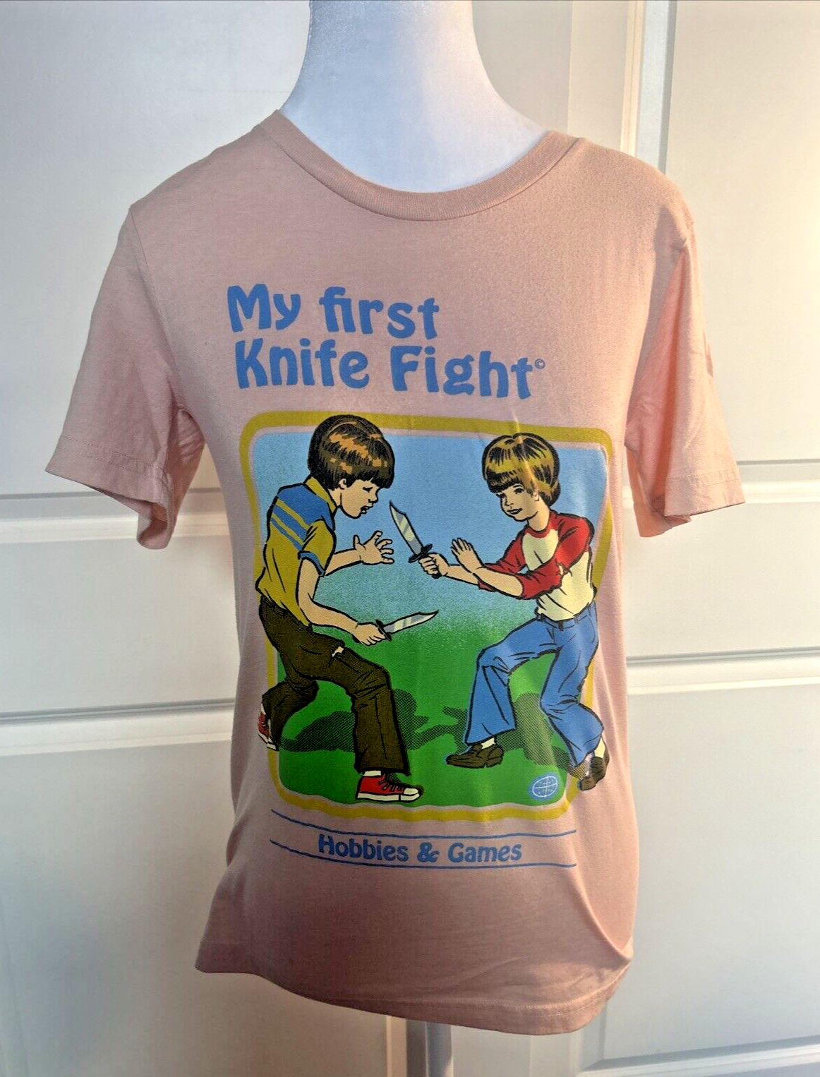 Bella+Canvas My First Knife Fight Pink T Shirt  Size XSmall, Pre-Owned - $14.99