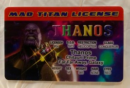 Thanos Mad Titan License Novelty ID cosplay Avengers Iron Man Captain Am... - £7.00 GBP