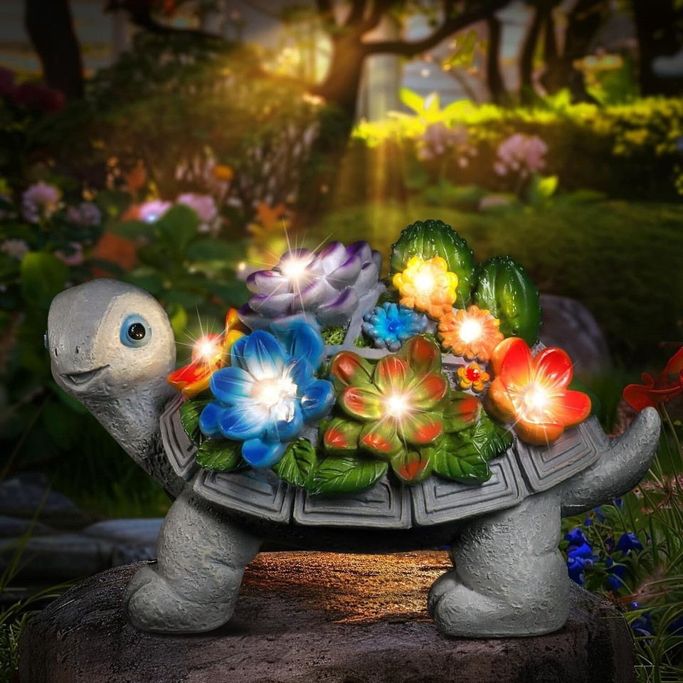 Linkax  Solar Turtle Garden Statues Outdoor Decor Resin 4.3"D x 7.5"W x 4.3"H Item image 2
