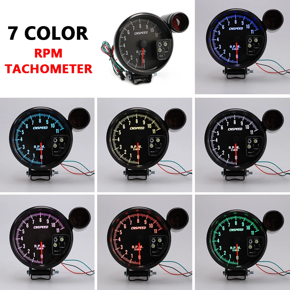 5 Inch RPM Meter Racing Car Gauge Auto Tachometer 11000k With Led Shift Light 7 - £61.19 GBP