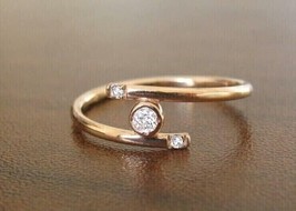 0.30Ct Round CZ Moissanite Bypass Women&#39;s Engagement Ring 14K Yellow Gol... - $73.74