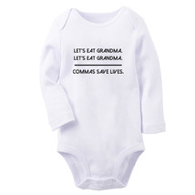 Commas Save Lives Funny Baby Bodysuits Newborn Romper Infant Kids Long Jumpsuits - £8.73 GBP