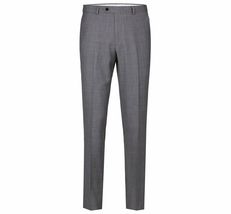 Men Renoir Flat Front Pants 100% Wool Super 140's Classic Fit 508-3 Mid gray image 3