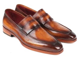 Paul Parkman Mens Shoes Loafer Brown Calfskin Slip-On Handmade 093-BRW - £330.51 GBP