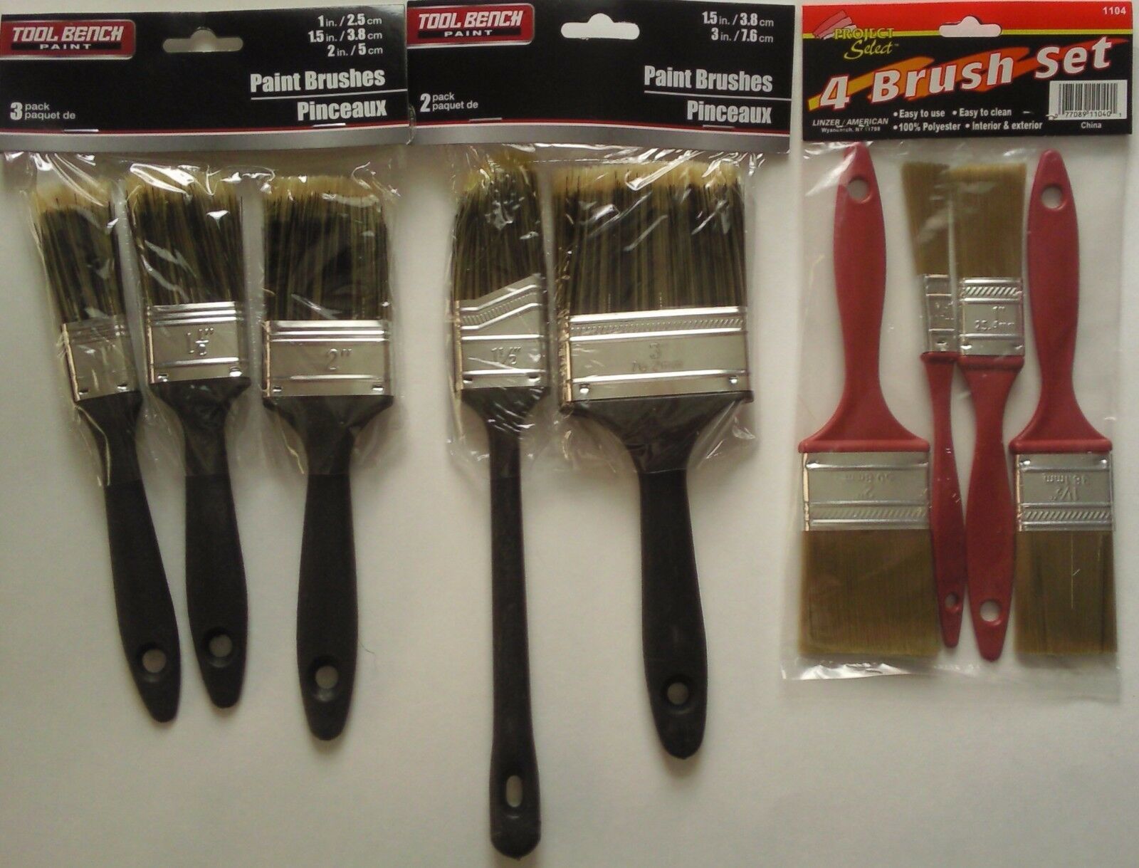 PROJECT PAINT BRUSHES Polyester 0.5&quot; to 3&quot; SELECT: BRUSH SET - $2.96+