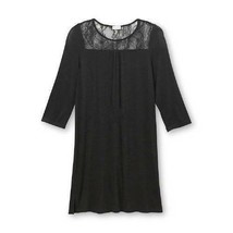 Womens Pajamas Nightgown Jaclyn Smith Black Long Sleeve Knit Lace-size S - £19.03 GBP