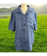 Thaddeus O&#39;Neil - BONOBOS Cotton / Linen Blue Cabana Short Sleeve Shirt ... - $19.79