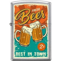 Zippo Lighter - Fresh Beer Street Chrome - 854718 - $25.16