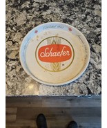 VINTAGE SCHAEFER WHITE &amp; RED METAL BEER SERVING TRAY 13&quot; BAR MANCAVE HOM... - €6,84 EUR