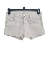 H&amp;M Denim Shorts 8 Womens White Cuffed Mid Rise Solid Casual Summer Bottoms - £14.02 GBP