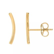 14k Yellow Gold Finish Silver Bar Stud Earrings For Women&#39;s Push Back - £38.10 GBP