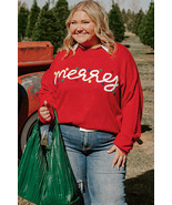 Fiery Red Merry Graphic Christmas Plus Size Sweater - $644.58 MXN