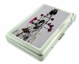Flower Art Em2 100&#39;s Size Cigarette Case with Built in Lighter Metal Wallet - £17.37 GBP