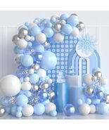 124pcs Blue Silver Balloon Arch Kit Confetti Metallic Party Decorations - $38.99