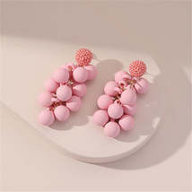 Pink Howlite &amp; Acrylic Grape Drop Earrings - £11.98 GBP