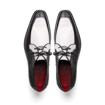 Andretti Genuine Ostrich Leg Dress Derby's Tasseled Laces Shoes White / Black image 5
