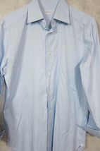 GORGEOUS Ermenegildo Solid Lite Blue Fine Twill French Cuff Cotton Shirt... - $53.19
