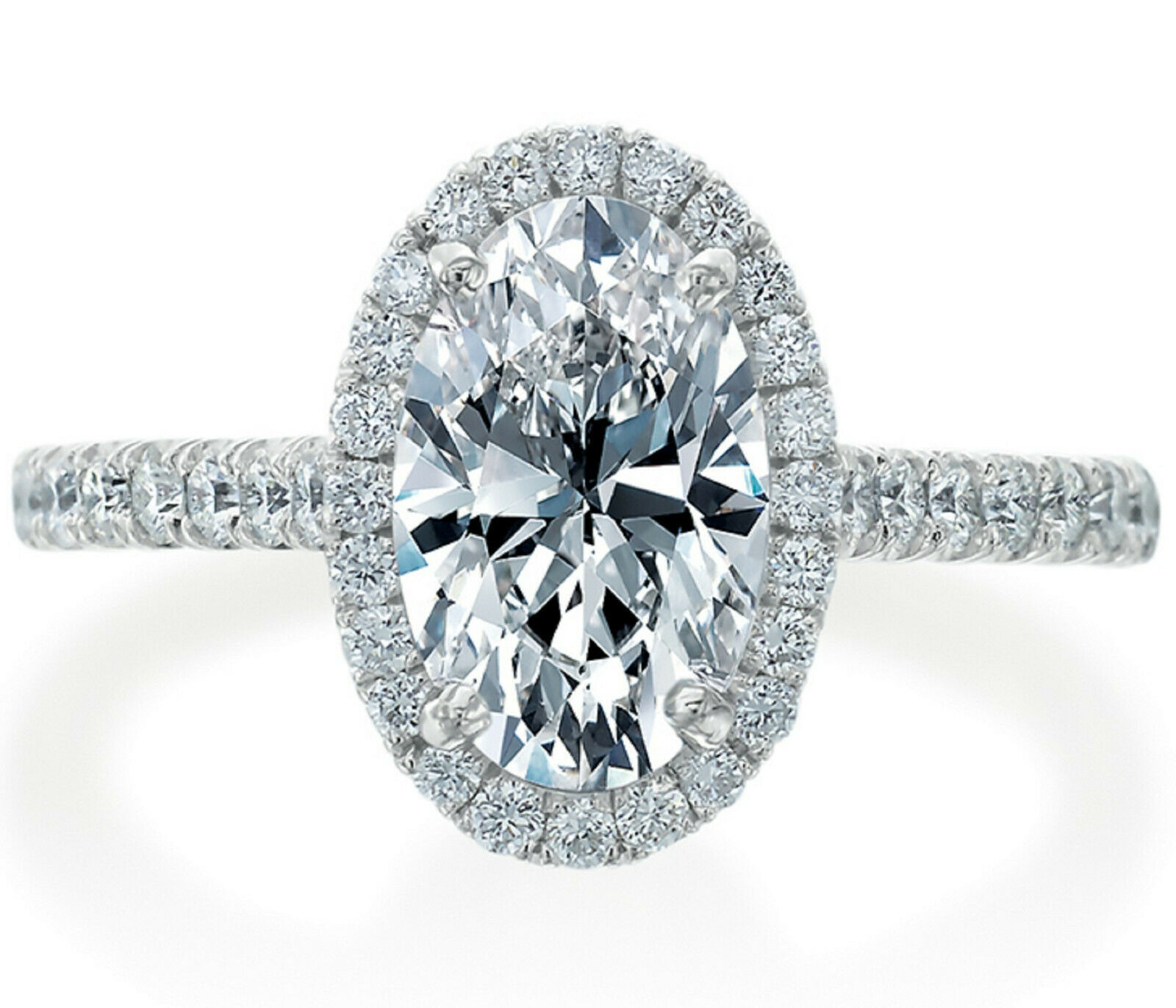 2.45Ct Oval Cut White Diamond Solid 925 Sterling Silver Designer Engagement Ring