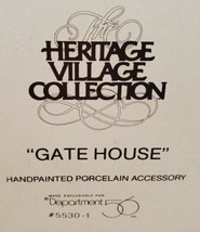 Gate House 1992 Department 56 Heritage Village Collection 5530-1 In Box - £3.95 GBP