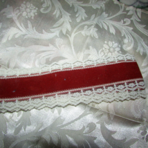CRAFT RIBBON burgundy sm velour w/beige lace 60 in. or 5 ft. rem (lace d... - $1.80