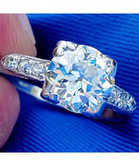 Earth mined Diamond Deco Engagement Ring Antique Solid Platinum Bridal S... - $481,383.03 MXN