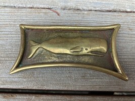 Rare VTG 1970&#39;s Sperm Whale Solid Brass Belt Buckle James Breakell - £62.09 GBP