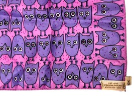 Vintage Sillook Owls Scarf Pink &amp; Purple Mod Print NWOT 20&quot; Poly  Lady H... - $30.29